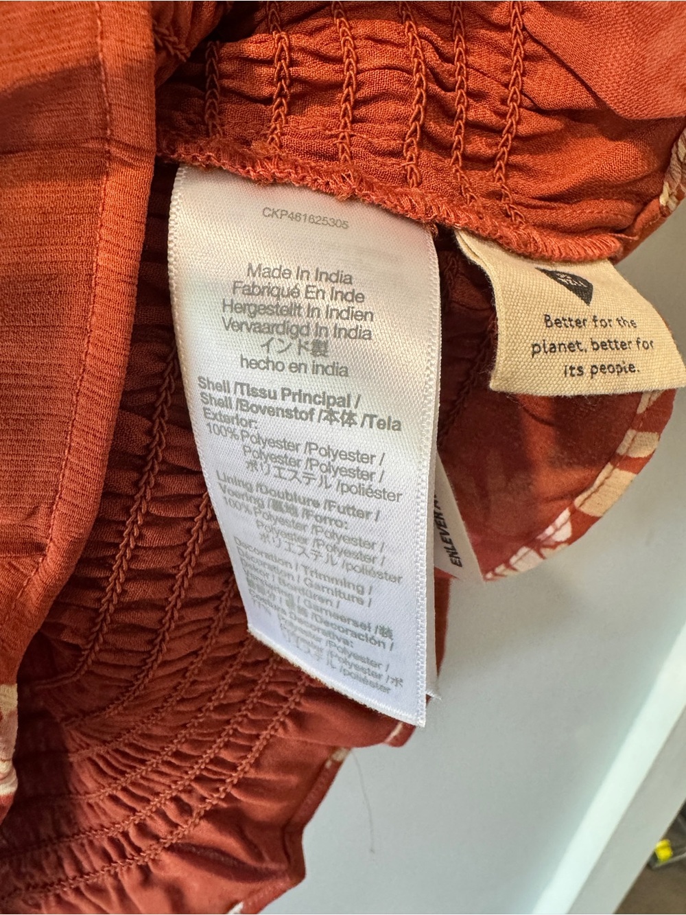 Madewell Burnt Orange Floral Smocked Blouse Size S Like New - Picture 4 of 4